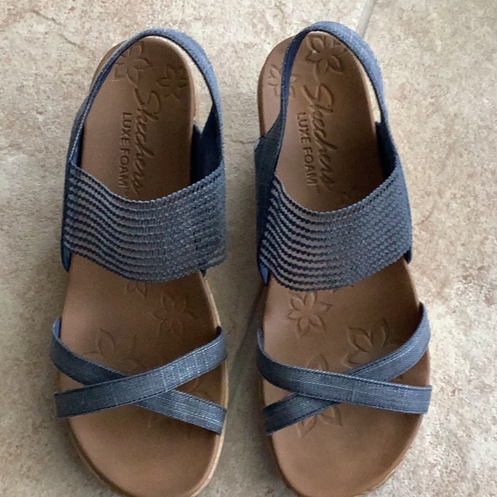 Skechers blue denim & black denim Sandals.